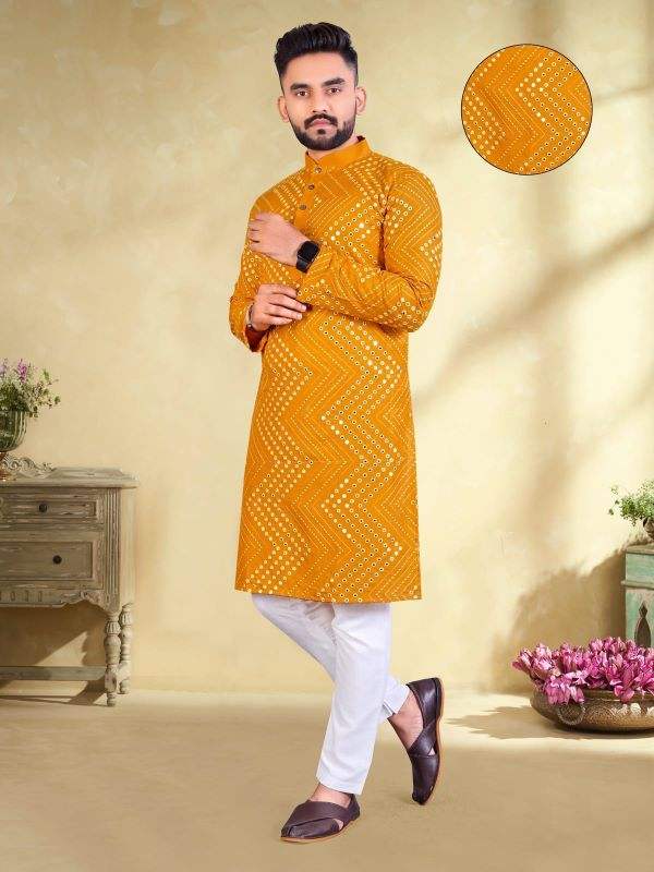 SOFT COTTON BEST FABRIC KURTA PAJAMA WITH SPECIAL EMBROIDERY MIRROR WORK KURTAS ( PACK OF 2 )