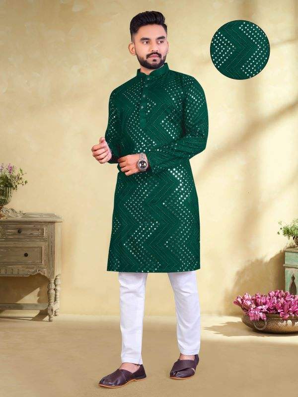 SOFT COTTON BEST FABRIC KURTA PAJAMA WITH BEST EMBROIDERY MIRROR WORK KURTAS ( PACK OF 2 )